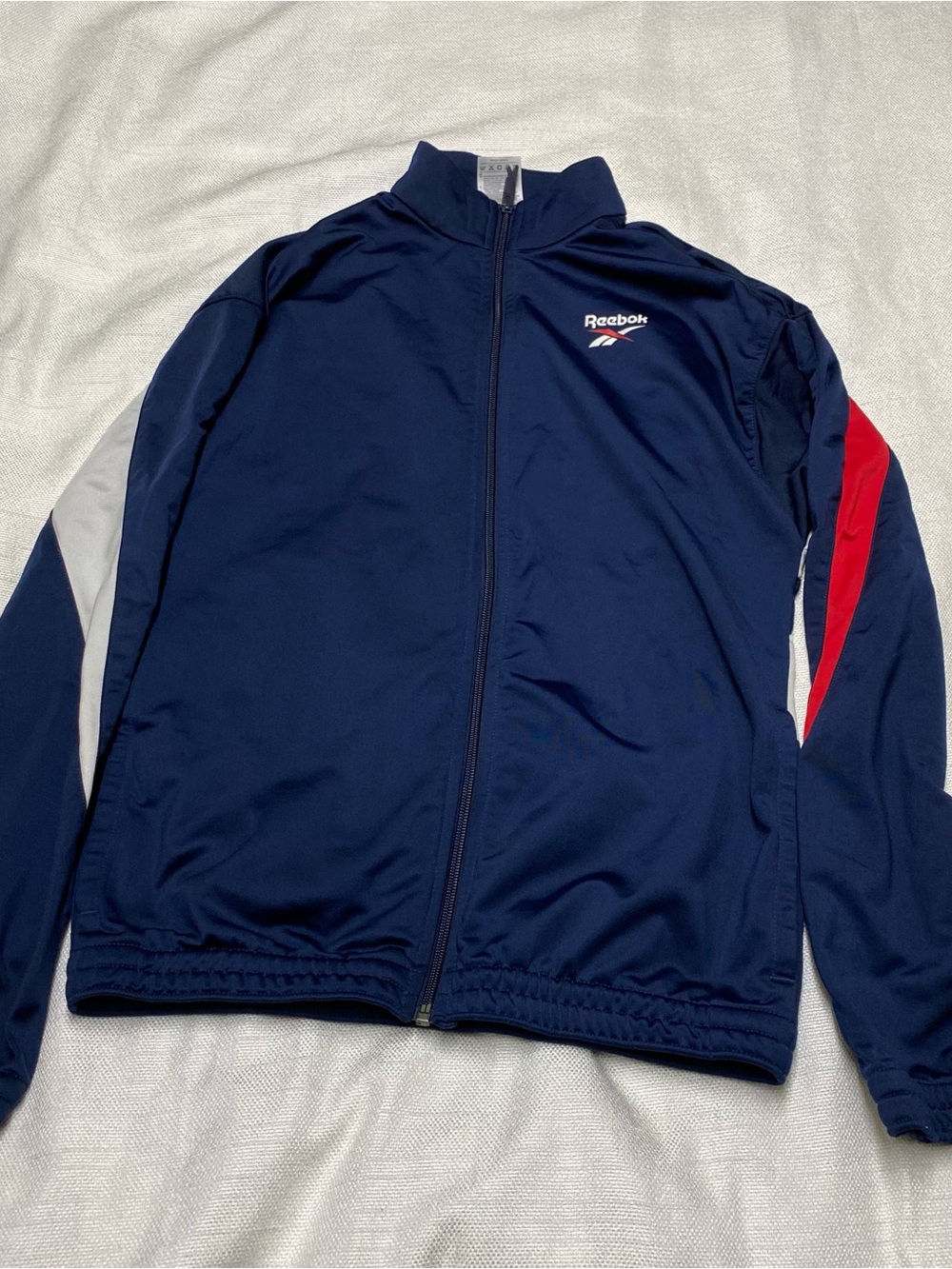 Reebok Navy Track Jacket with Red & White Sleeve Panels